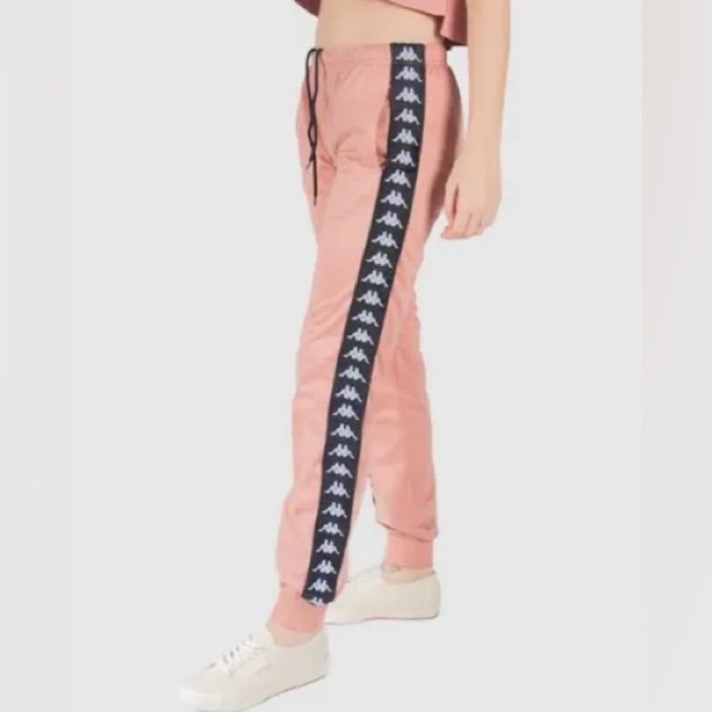 Kappa Pink Joggers with Logo Stripe